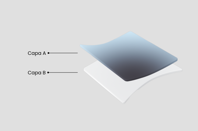 estructura de capas de película de dos capas AB